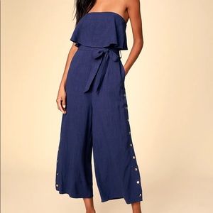 Navy Blue Strapless Jumpsuit // XS // NEVER WORN
